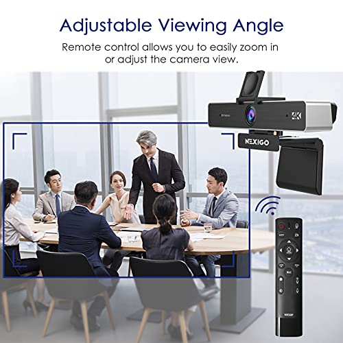 Zoom Certified, NexiGo N950P (Gen 2) 4K Zoomable Webcam, RF Remote, Sony_Starvis Sensor, 5X Digital Zoom, Pro Web Camera with Dual Stereo Mics - style: 4K Webcam with Remote