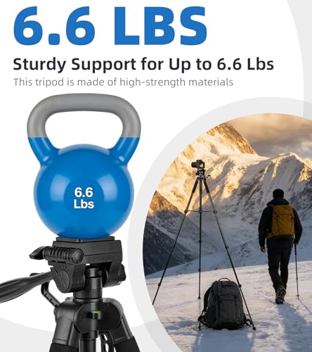72'' Tripod Camera Tripods,Professional Portable Tripods for DSLR Video Recording, Lightweight Travel Cellphone Tripod Stand Black with 360° Pan Head - size: 72in(Iron)