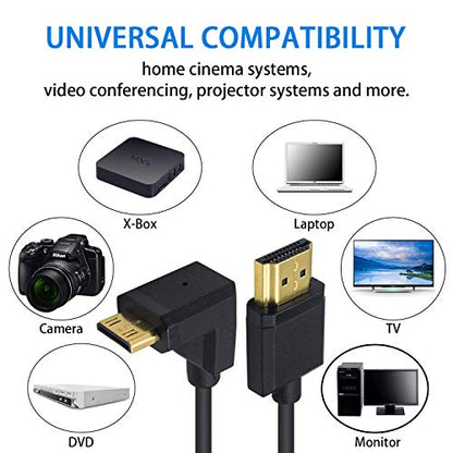 Duttek 90 Degree HDMI to Mini HDMI Coiled Cable 1FT-4FT, Ultra-Thin UP Angled HDMI Male to Mini HDMI Male Coiled Cable Support 4K Ultra HD, 1080p, 3D - size: 1.2M