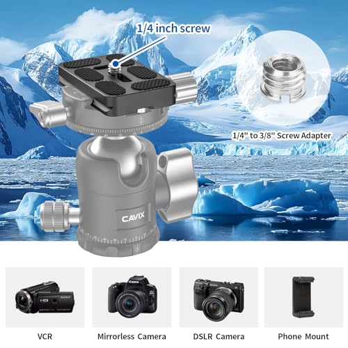 CAVIX PU-60 Aluminum Alloy Universal Arca-Swiss Quick Release Plate– Includes 1/4″-20 Screw, Compact & Lightweight (37g) for DSLR/Mirrorless, Tripods, Monopod, Gimbals & Ball Head - size: 60mm