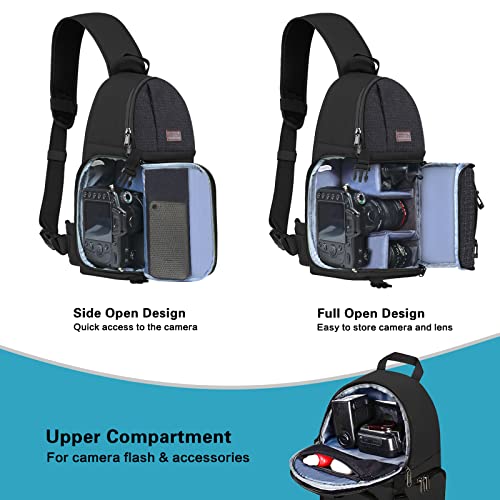 MOSISO Camera Sling Bag, DSLR/SLR/Mirrorless Camera Case Shockproof Photography Camera Backpack with Tripod Holder & Removable Modular Inserts Compatible with Canon/Nikon/Sony/Fuji, Black - color: Black