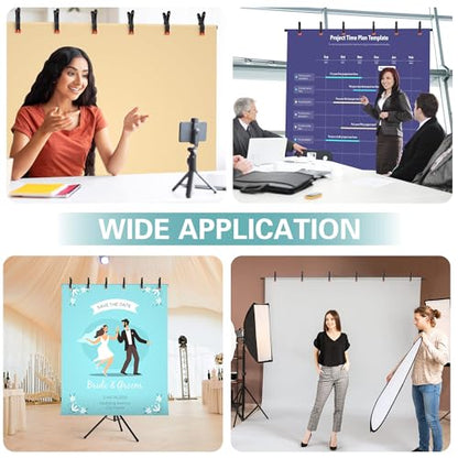 T-Shape Backdrop Stand 8x7.2FT, Height and Width Adjustable Background Stand for Parties,Green Screen Holder with 6 Spring Clamps - size: 8x7.2ft