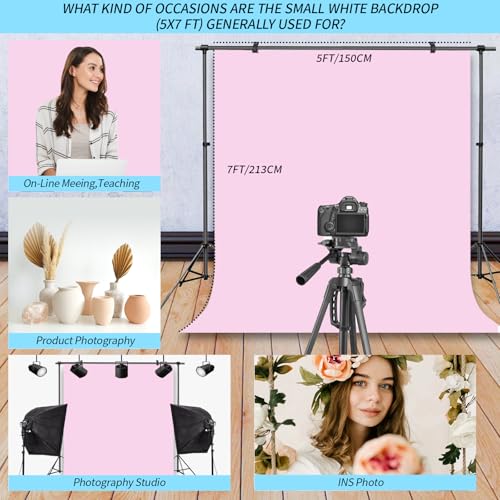 Pink Photography Backdrop Studio Photography Film & Television Portraiture Interview Programs Product Display Home Videos Parties Exhibition Halls Wedding Backdrops 5x7FT - color: Pink, size: 5x7FT