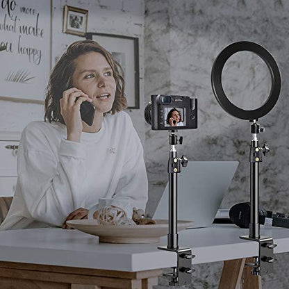 Desk Mount Stand, 2 Pack DSLR Camera Desk Mount C Clamp, 13.7" ~23.2" Photographic Boom Stand with 360° Ball Head for Camera, Ring Light, Video Light, Video Conference Light