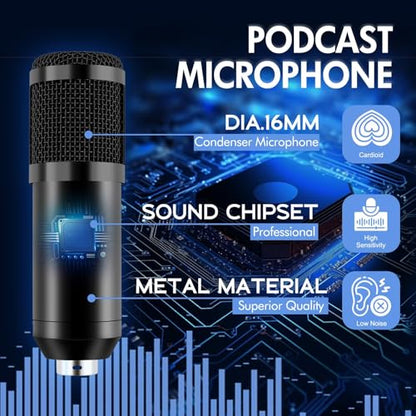 ALSO GO Upgraded Podcast Equipment Bundle for 2, Podcast Equipment with BM-800 Microphone & V8s Sound Card, Podcast Microphone Bundle for Podcasting, Recording, Singing, Streaming and Gaming