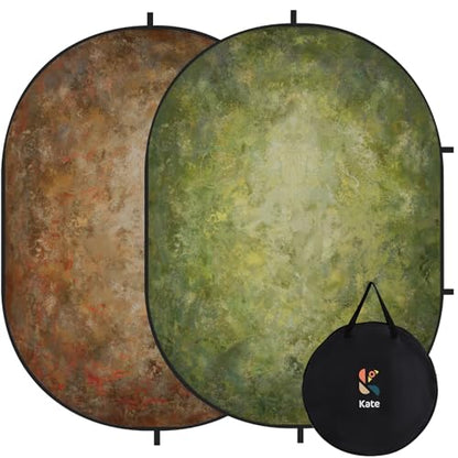 Kate Collapsible Backdrop Pop up Photo Backdrops Foldable Background Portable for Headshot,Portrait Photography,Video,5x6.5ft,Green/Brown