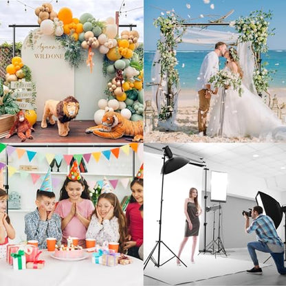 Photo Backdrop Stand Kit, 6.5ft x 10ft Adjustable Photography Background Stands with Metal Flat Base for Birthday Parties, Baby Shower, Wedding, Video Studio - color: Black, size: 6.5x10ft