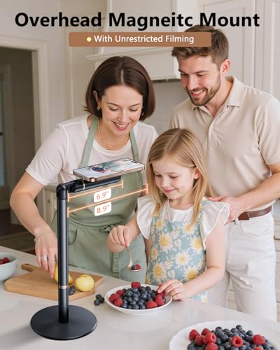 Height/Angle Adjustable Magnetic Phone Holder, 10"-25" Retractable Desk Phone Stand for Desk,720°Rotatable+180° flip, 360 Magnetic Phone Holder for Video Calls Kitchen Office Etc - style: Magnetic Style