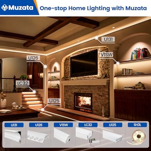 Muzata 10Pack 6.6FT/2M V Shape LED Channel Silver Aluminum LED Strip Diffuser Channel with Milky White Cover Frosted Corner Lighting Easy Installation V1SW WW 2M - size: 2M 10P