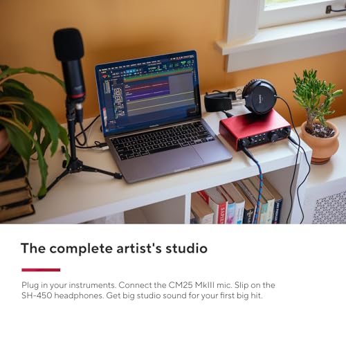 Focusrite Scarlett 2i2 Studio 4th Gen USB Audio Interface Bundle for the Songwriter with Condenser Microphone and Headphones for Recording, Streaming, and Podcasting - style: 2i2 Studio