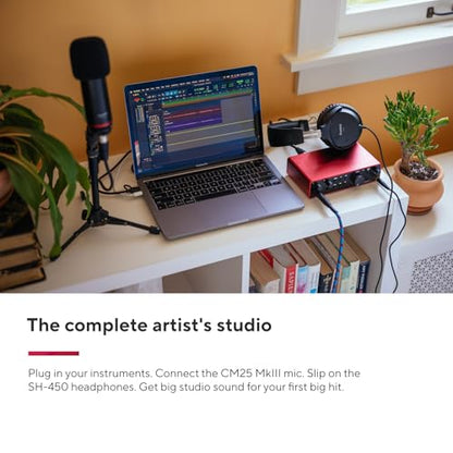 Focusrite Scarlett 2i2 Studio 4th Gen USB Audio Interface Bundle for the Songwriter with Condenser Microphone and Headphones for Recording, Streaming, and Podcasting - style: 2i2 Studio