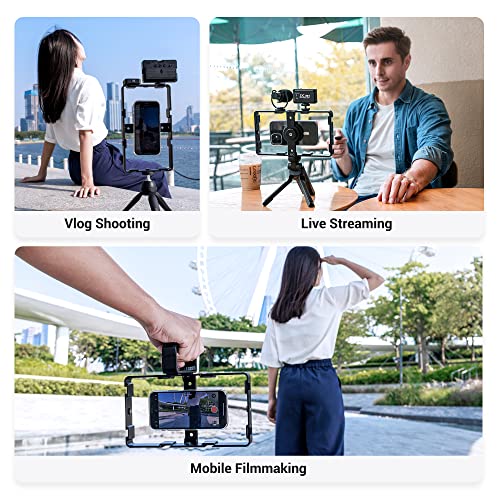 [Wireless Remote] Magnetic Smartphone Video Cage Rig for iPhone 16 15 14 13 12 Pro Max Mini & Magsafe Case,Universal Cell Phone Stabilizer Rig with 6 Cold Shoe Mounts,Phone Cage Rig for Filming