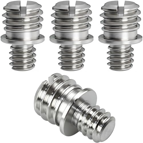 4PCS Stainless Steel 1/4-20 Male to 3/8-16 Male Double Male Thread Adapter Camera Screw Converter with Slotted Head for Tripod Monopod Ball Head Camera Mount - size: 1/4-20 male to 3/8-16 male