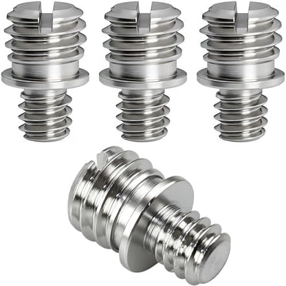 4PCS Stainless Steel 1/4-20 Male to 3/8-16 Male Double Male Thread Adapter Camera Screw Converter with Slotted Head for Tripod Monopod Ball Head Camera Mount - size: 1/4-20 male to 3/8-16 male