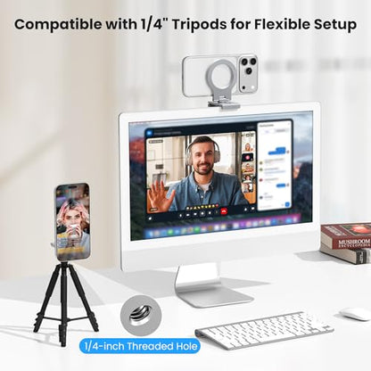 Itramax Continuity Camera Mount for iMac&Desktop Monitor,360° Adjustable iPhone Webcam Stand Holder with Metal Ring for MagSafe iPhone 17 17e/16/15/14/13/12/11/XR/XS,MacBook,Apple TV 4K,Studio Display - color: 360°Rotating-Gray