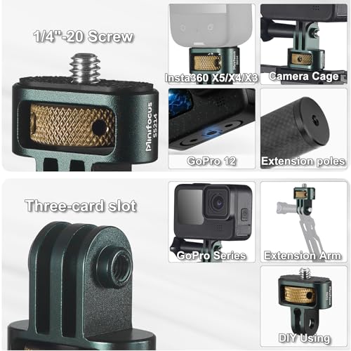 Gopro to 1/4" Adapter, 2Pcs Aluminum Camera Tripod Mount Adapter, 1/4" Screw Head Camera Mount for Gopro Hero 13/12/11/10/9/8, Insta360 X5/X4/X3, DJI Osmo, AKASO and Other Standard 1/4" Accessories