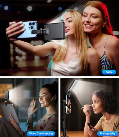 Coolpow Portable Selfie Light【84 LED】Rechargeable Phone Fill Lights with Clip【3 Light Modes】Portable Led Clip on Light for iPhone/Tablet/Laptop CRI97+ Perfect for Selfies Makeup TikTok Video Recording