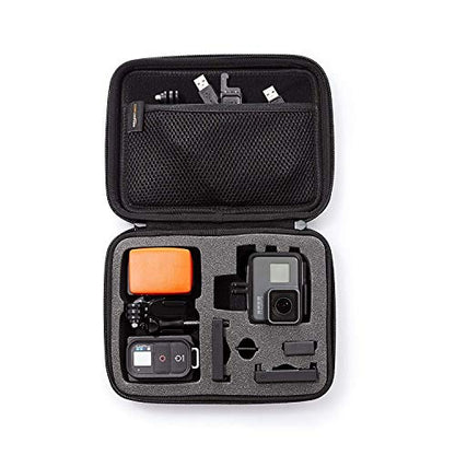 Amazon Basics Small Portable Protective Carrying Case for GoPro and Action Camera, Padded with Secure Handle, 9 x 7 x 2.5 inches, Black