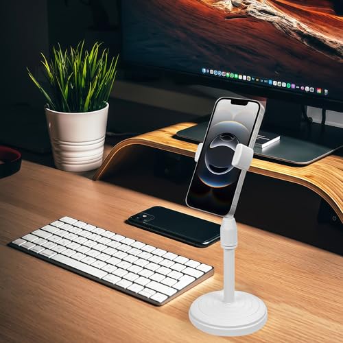 Musiin Microphone Stand, Desktop Mic Stand with Phone Holder Replacement Head, Adjustable Height, Suitable for Studio, Live Streaming, Podcast, and Online Meetings