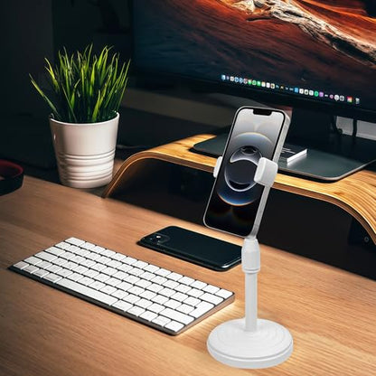 Musiin Microphone Stand, Desktop Mic Stand with Phone Holder Replacement Head, Adjustable Height, Suitable for Studio, Live Streaming, Podcast, and Online Meetings
