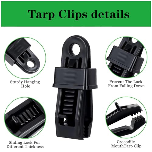 Tarp Clips Heavy Duty Lock Grip, 30Pcs Tarp Clip, Multipurpose Fix Tarp Clamps for Awnings, Camping Tent, Caravan Canopies, Shade Cloth & Tarp Tie Down Clips (30PCS-Black) - color: 30pcs-black