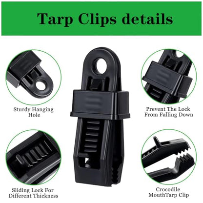 Tarp Clips Heavy Duty Lock Grip, 60Pcs Tarp Clip, Multipurpose Fix Tarp Clamps for Awnings, Camping Tent, Caravan Canopies, Shade Cloth & Tarp Tie Down Clips (60PCS-Black) - color: 60pcs-black