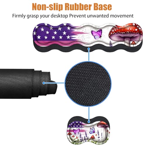 4 in 1 Ergonomic Keyboard Wrist Rest & Mouse Pad Wrist Rest Set, Large XXL Gaming Desk Mat 31.5"x 11.8" with Non-Slip Base, Memory Foam for Home Office Study Gaming, American Flag Mushroom Butterfly - color: American Flag Mushroom Butterfly