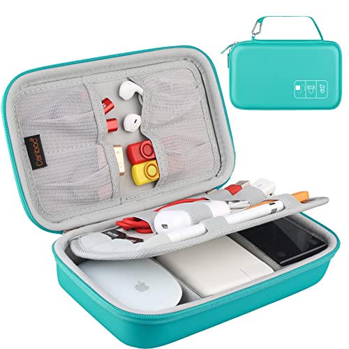 Hard Electronic Organizer Travel Case Electronics Accessories Cable Gadget Wire Storage Bag Double Layer Shockproof Box for Charger, Cord, Flash Drive, Apple Pencil, Power Bank, Turquoise - color: A-Turquoise