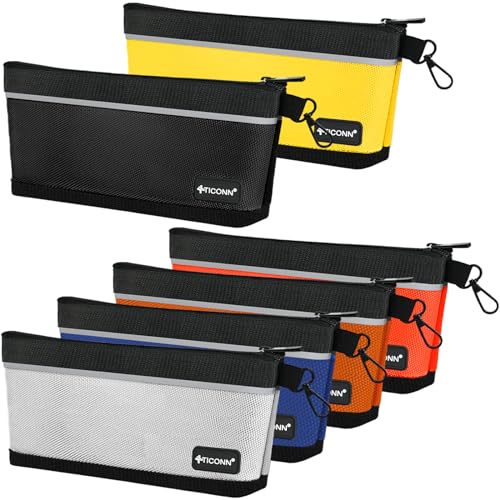 TICONN Tool Pouches with Zipper, 1680D Oxford Small Tool Bags, Waterproof Utility Bag Zipper Pouch for Tool Organizers and Storage (6 Pack Large) - size: Colored, 6 Pack Large