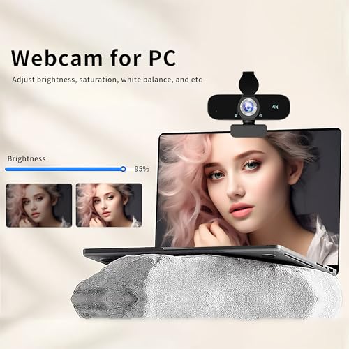 4K Webcam Camera for Computer, External Camera with Microphone, USB Plug&Play, Auto Low Light Correction, Privacy Cover, Tripod, Wide Angle for Meeting/Online Video/Zoom - style: 4K-with tripod
