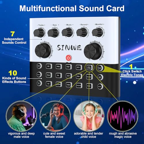 F993 All-in-One Podcast Equipment Bundle for 2，BM-800 Recording Studio Package with Voice Changer, Live Sound Card - Audio Interface for Vlog/Live Streaming/Singing/YouTube/Gaming - size: 2 MIC-1