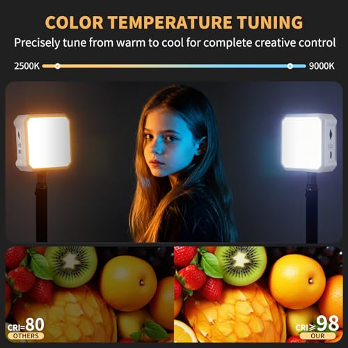 AILIGHT Magnetic LED Video Light, Portable Camera Lights for Content Creator(CRI 98+ & 2500-9000K) Rechargeable 2000mAh Camera Fill Light with Cold Shoe Mount | Photography Lighting - White - color: White