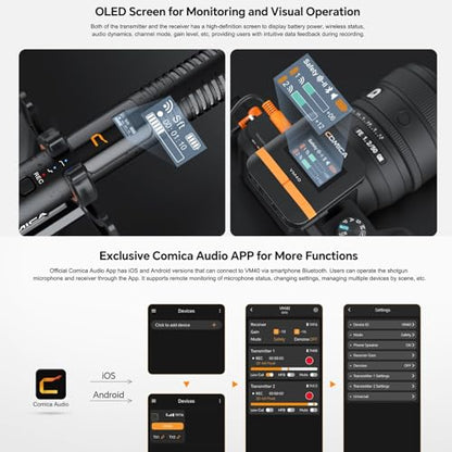 Comica VM40 Wireless Shotgun Microphone,2.4G Super Cardioid Polar Pattern,48kHz/32-bit Float Recording,Wired/Wireless Dual Modes,32G On-Board Recording for 40-Hour Storage(VM 30 Upgraded Version) - size: Comica CVM-VM40