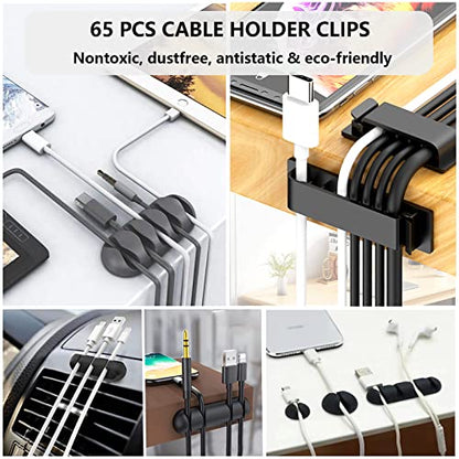 311Pcs Cable Management Organizer Kit 4 Cable Sleeve Split,53Cable Clips 12Cord Clips Holder,22 Cable Ties, 20 Adhesive Wall Cable Tie, 200Fasten Cable Ties for TV Office Home Electronics - size: 311 PCS