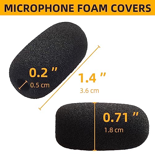 10-Pack Small Foam Windscreens for Lavalier Mics - High-Density Foam Mic Covers for Headset Protection
