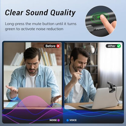 TONOR USB Conference Microphone for Laptop, Adjustable Computer PC Mic with Mute Button & LED Indicator, Microfono for Zoom Skype, 200 cm/78inch Cable, Plug-Play for MacOS Windows, TM310