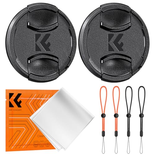 K&F Concept 62mm Front Lens Cap Cover Kit, 5-in-1 Center Pinch Lens Cover + Anti-Loss Keeper + Microfiber Cleaning Cloth Compatible with Canon, Nikon, Sony, Fujifilm Camera Lenses with 62mm Thread - size: 62mm