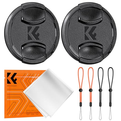 K&F CONCEPT 77mm Front Lens Cap Cover Kit, 5-in-1 Center Pinch Lens Cover + Anti-Loss Keeper + Microfiber Cleaning Cloth Compatible with Canon, Nikon, Sony, Fujifilm Camera Lenses with 77mm Thread - size: 77mm