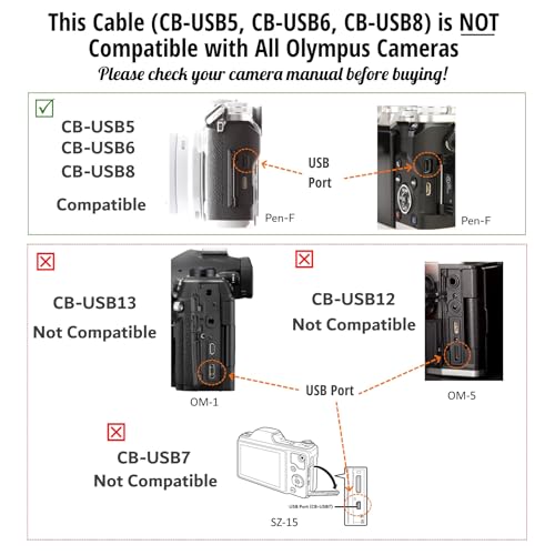 ienza USB Data File Picture Transfer Charger Charging Wire Cord Cable CB-USB5 USB6 USB8 for Olympus Tough TG-830 TG-630 TG-860 TG-870 & Select Stylus (See Product Details & Pictures Before Buying)