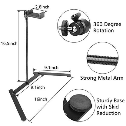 Photo Copy Pico Projector Stand,Chromlives Overhead Tripod Video Stand for Phone,Adjustable Tabletop Overhead Phone Mount,Gooseneck Mini Tripod Stand for Teaching Streaming Baking Crafting - color: Phone Copy Stand