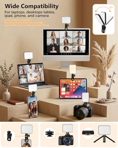 Magnetic Selfie Light for iPhone, Selfies Video Lighting, 6 Lighting Modes, 12 Brightness Levels, Clip, Magnetic or Camera Mount, Ideal for TikTok, Zoom, Makeup, Live Streaming - color: 60-Black