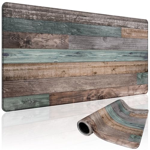 Rustic Wood Pattern Large Gaming Mouse Pad 31.5"x15.7"｜XXL Desk Mat, Non-Slip Rubber Base & Stitched Edges - Extended Waterproof Mousepad for PC/Laptop/Office/Home Decor - color: Rustic Wood