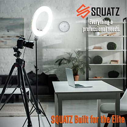 SQUATZ 11’’ LED 12W Selfie Ring Light with Wired Control, 3 Color Modes, 10 Brightness Levels, Tripod Stand with 6 Sections, Phone Holder, Adjustable Brightness Levels for Influencers, YouTube, TikTok