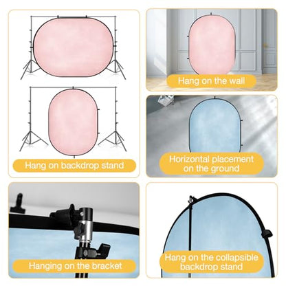 Kate 5x6.5ft(1.5x2m) Collapsible Backdrop Pink Blue Texture Pop up Backgrounds Collapsible Photography Photoshoot Prop