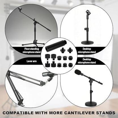13pcs Microphone Stand Adapter Screws with Extension Tubes, Aluminum Alloy 3/8" to 5/8" & 1/4" Thread Converters Mic Screw Adapter Accessories for Mic Boom Arm Mount Camera Tripod Fill Light - style: Adapter screw+extension tube set