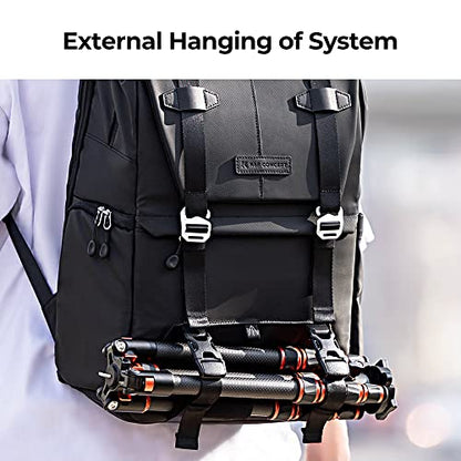 K&F CONCEPT Camera Backpack, Camera Bags for Photographers Large Capacity Camera Case with Raincover,15-15.6 Inch Laptop Compartment Compatible for Canon/Nikon/Sony/DJI Mavic Drone(Backpack 20L) - color: 02-black
