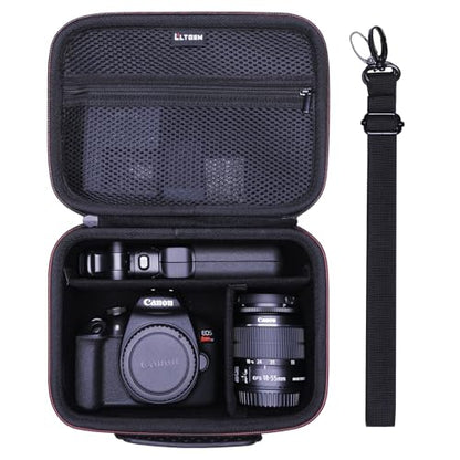 Camera Case Compatible with Canon EOS Rebel T7/R50/R6 Mark II/R100/R50 V/T6/R8/R10/R5 Mark II/RP/R7/5D Mark IV/SL3/R5/T100 DSLR SLR Camera, Len and Tripod with 4 Dividers and Shoulder Strap, Black - color: Black, size: Small