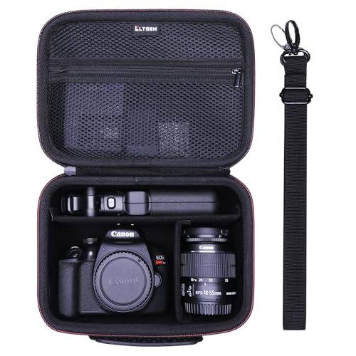 Camera Case Compatible with Canon EOS Rebel T7/R50/R6 Mark II/R100/R50 V/T6/R8/R10/R5 Mark II/RP/R7/5D Mark IV/SL3/R5/T100 DSLR SLR Camera, Len and Tripod with 4 Dividers and Shoulder Strap, Black - color: Black, size: Small