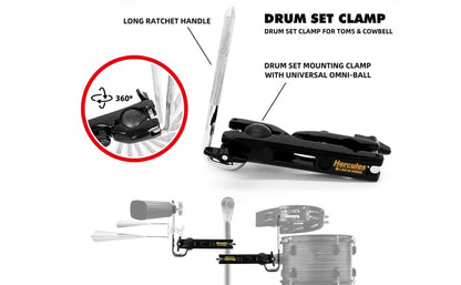 Drum Set Clamp, Cowbell Clamp, Special Effects Drum Clamp with Universal Ball, Drum Clamp Be Used for Toms, Cowbells,Small Percussion Instruments, Percussion Instrument Accessories.
