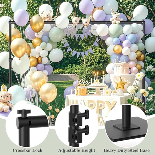 Backdrop Stand 10x10 ft Adjustable Photo Backdrop Stand Kit, Heavy Duty Pipe and Drape Photography Background Support with Flat Metal Base for Wedding, Party, Video Studio, Birthday, Black - size: 10x10 ft